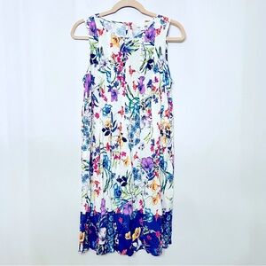 J. Jill Floral Midi Swing Dress Medium Fairy Whimsical Pleated Spring Summer